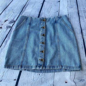 Forever 21 Button Front Denim Mini Skirt
